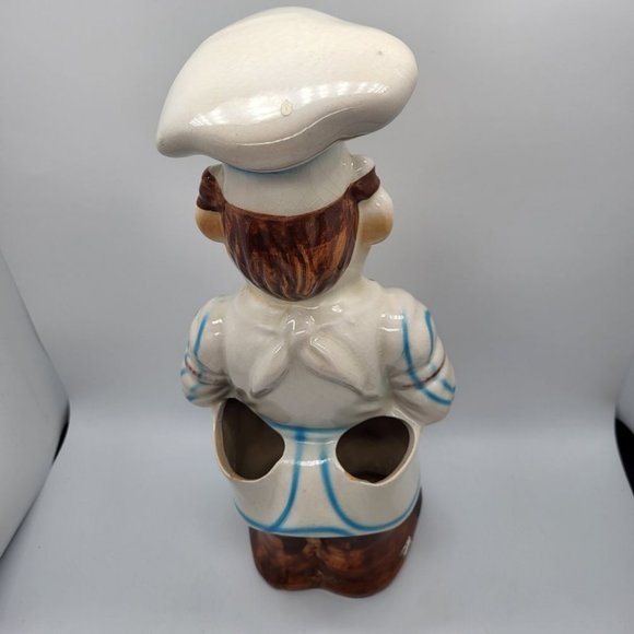 Vintage Hi Mark Chef Hand Painted Utensil Holder 4 Opening Friends 12" Tall - Picture 5 of 8